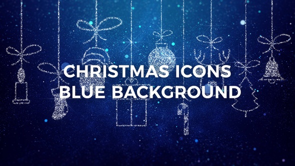 Merry Christmas Icons Blue Background