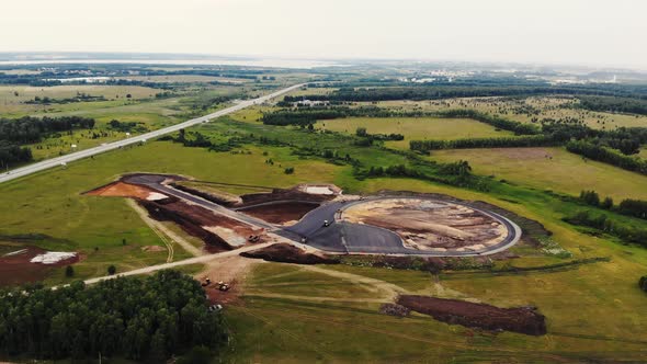 Aerial View of Road Construction of Testing Ground for Cars