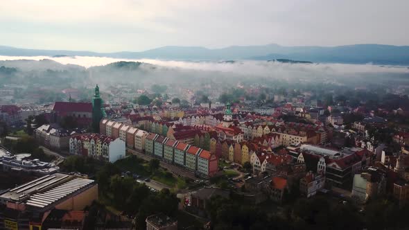 Flying Above European City