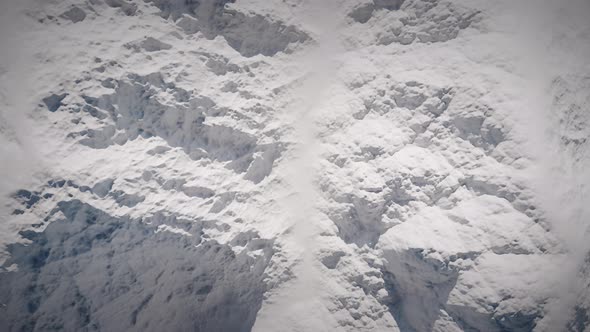 Bird eye view on the snow rock mountain with 3d rendering.