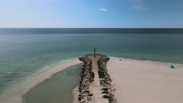 aerial view of lighthouse in chelem Mexico alt