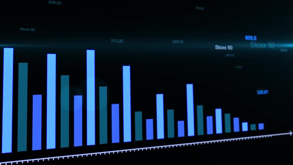 Trading market crash. Falling blue arrow on business diagrams alt