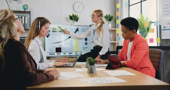 Business People, Presenting New Project to Multi-Ethnic Clients, Making Offer to Investors alt