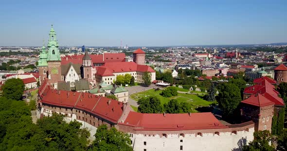 Aerial View of Wawel Castle in Krakow, Poland.