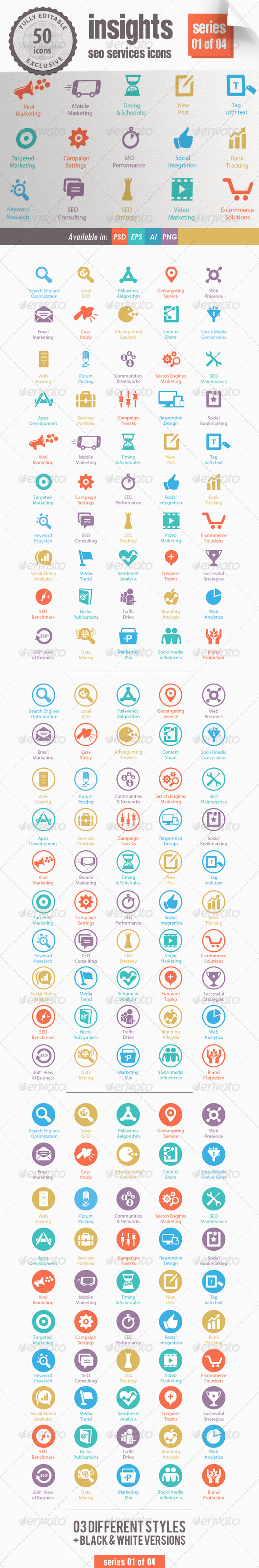 Insights SEO Services Icons - Series 01 of 04 - Web Icons