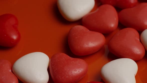 Rotating stock footage shot of Valentines decorations and candies - VALENTINES 0055 alt