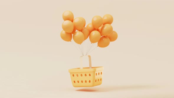 Shopping basket with balloons alt