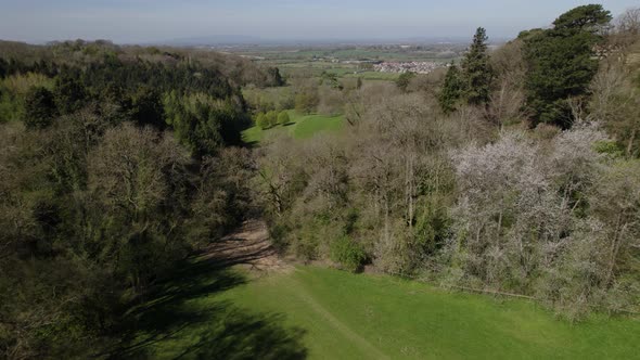 North Cotswold Wooded Valley Spring Season Blossom Trees Aerial Landscape Mickleton