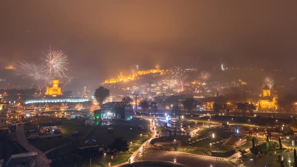 Tbilisi New Year Fireworks Timelapse alt