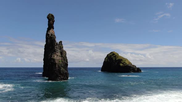 Ilheus da Rib and Ilheus Janela rocks in Atlantic Ocean, Madeira, Portugal alt