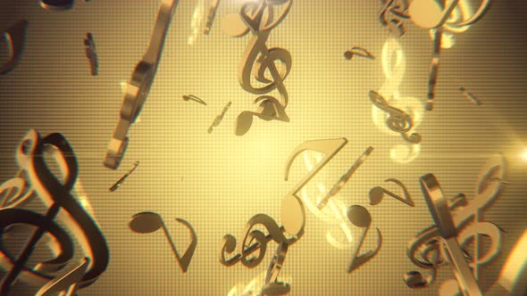 Golden Musical Notes Background 4K