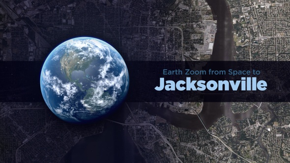 Jacksonville (Florida, USA) Earth Zoom to the City from Space