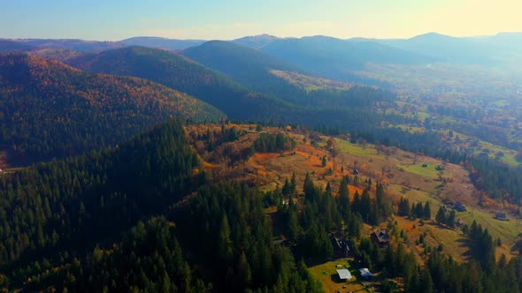 Aerial Drone Video Flying Over Carpathians Mountains, Ukraine, Europe alt