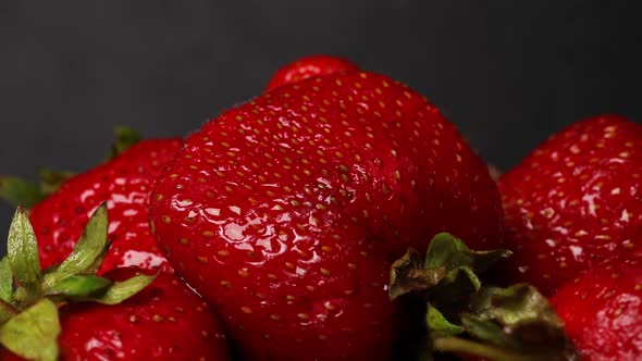 Fresh Strawberry Summer Berries Close Up Isolated on Dark Background