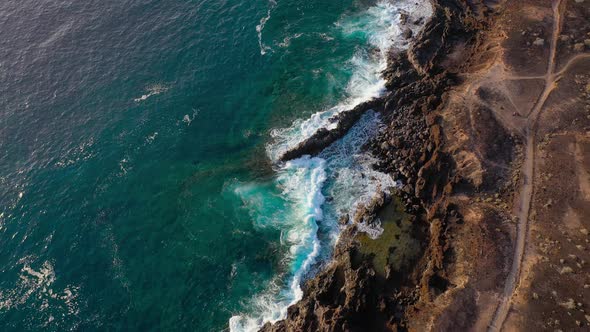 Top View of the Coast of the Atlantic Ocean and the Reserve on the Island of Tenenife Canary Islands alt