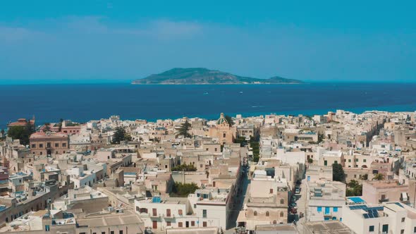 Aerial View of Favignana Town in Island of Sicily Italy 4K