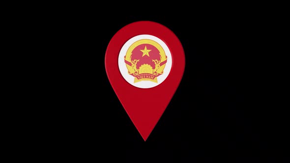3D Rotating Pin Icon Animation With Vietnam  Coat Of Arms  Alpha Channel 2K alt