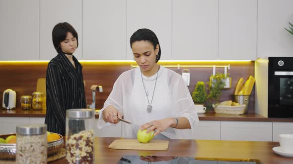 Cute Lesbian Couple in the Kitchen at Their Home alt