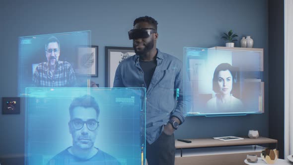 African American Man at a Business Meeting in the Meta Universe alt