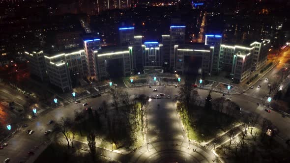 Freedom Square (Kharkiv) night lights of Derzhprom