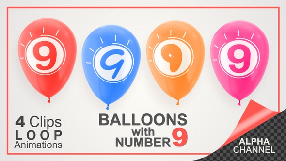 Balloons With Number 9 / Happy Nine Years Old