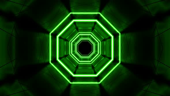 Green Neon Lights Tunnel Loop