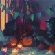 A Group of Friends Celebrating Halloween Laughing and Chatting Together - VideoHive Item for Sale