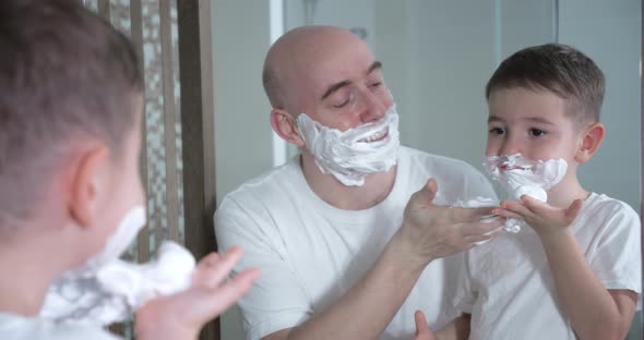 Father Teach His Son To Shave alt