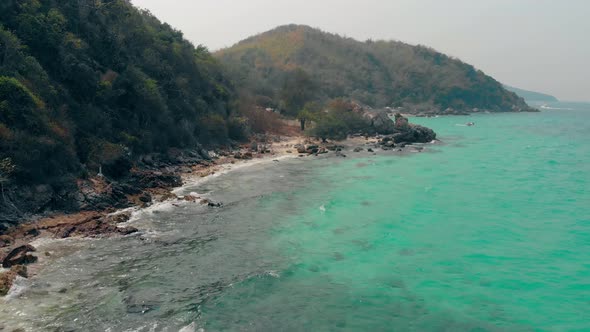 Exciting Brown Rocky Coastline Near Green Forestry Hills alt