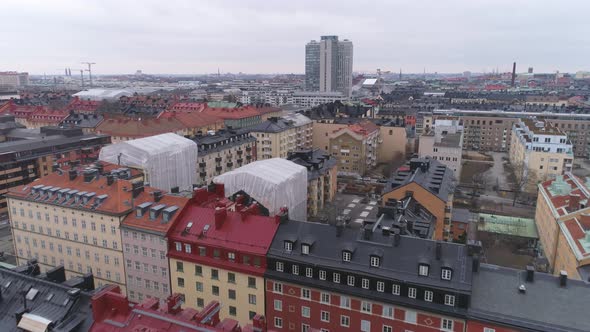 Drone shot of City Buildings in Stockholm