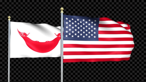 Easter Island   Rapa Nui And United States Two Countries Flags Waving alt