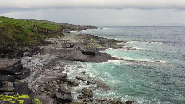 Beautiful Aerial View of Valentia Island. Scenic Irish Countyside on a Dull Spring Day, County Kerry