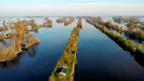 Aerial View of Small Islands in the Lake Vinkeveense Plassen Near Vinkeveen Holland alt