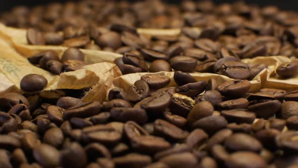 Close Up View Of Roasted Coffee Beans
