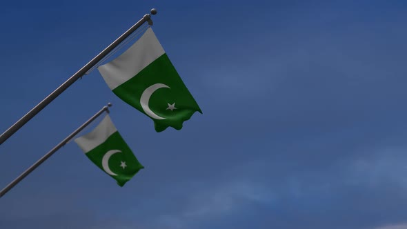 Pakistan Flags In The Blue Sky - 2K
