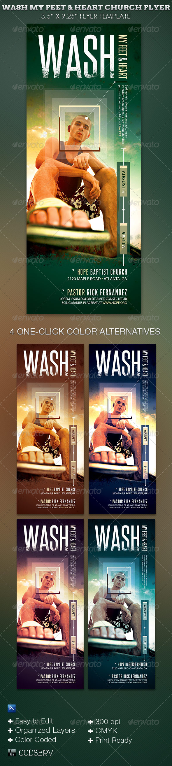 Wash Church Flyer Template - Church Flyers