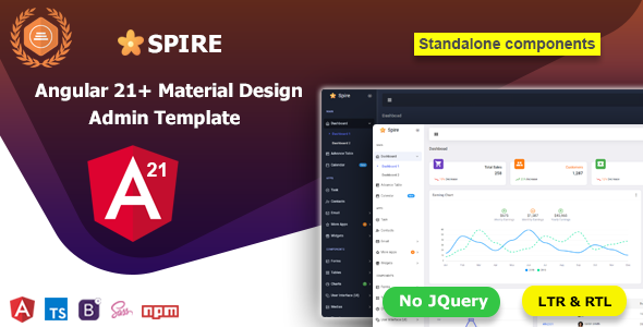 Spire - Angular 21+ Material Design Admin Dashboard Template by ...