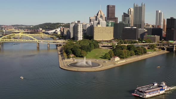 Aerial Pan of Downtown Pittsburgh alt