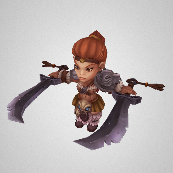 Low Poly Mini Barbarian Girl Sonya by BITGEM | 3DOcean