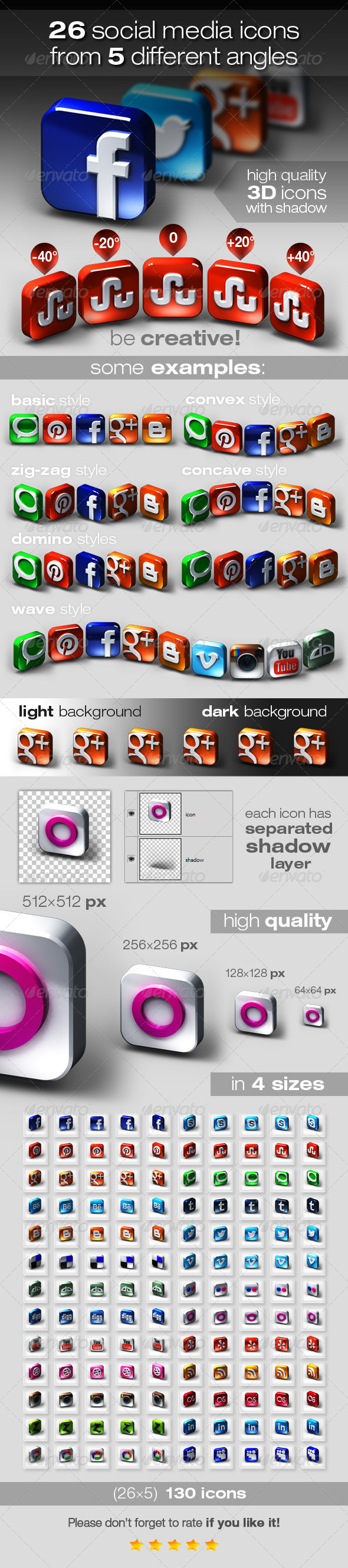 26 Social Media Icons from 5 Different Angles - Media Icons