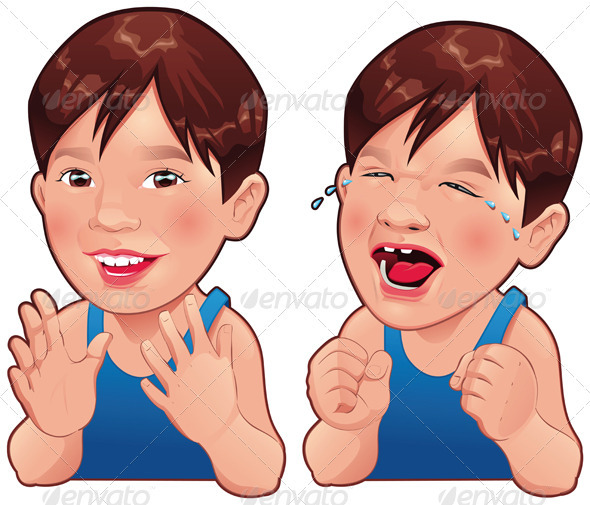 Happy and Sad boy. - People Characters
