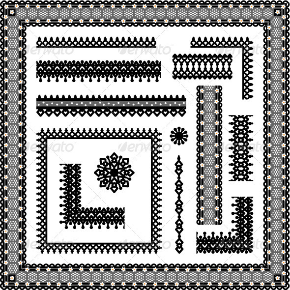 Lace or Filigree Frames, Borders, Vignettes - Borders Decorative