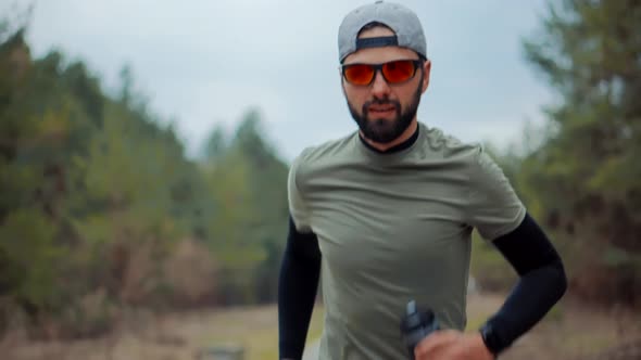 Marathon Runner Sport Jog. Running Man Healthy Lifestyle. Triathlete Running, Sprinting Endurance. alt