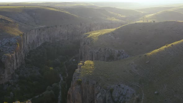 Ihlara Valley Canyon View From Air During Sunrise