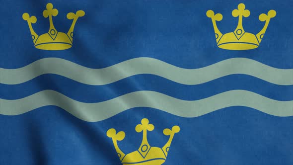 Flag of Cambridgeshire City of England Waving in Wind alt