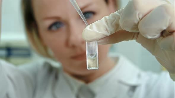 Doctor with Hand in Medical Glove Holding Ampoule alt