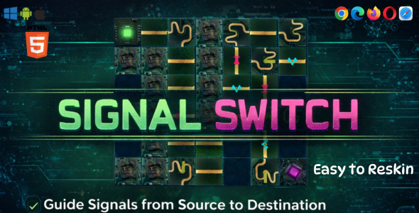 Signal Switch: Logic Puzzle Game - HTML5 | Easy Reskin | Level Editor | AdMob Ready