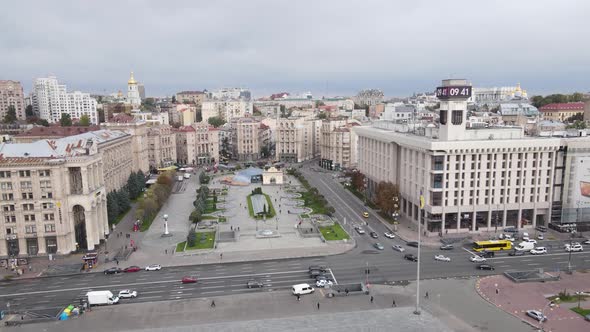 Kyiv, Ukraine in Autumn : Independence Square, Maidan, Aerial View alt