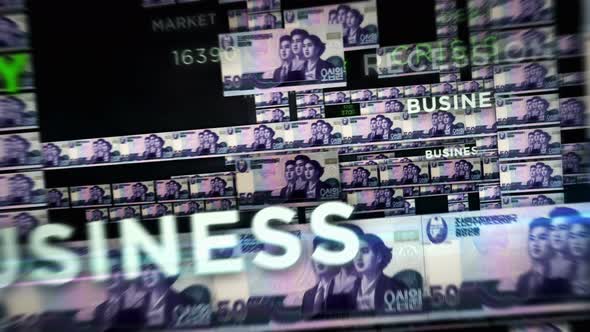 North Korea Won money banknotes seamless loop flight alt