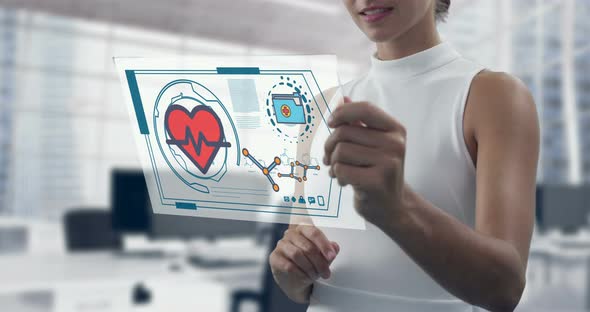 Woman using digital screen alt